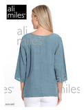 Ali Miles Woven Popover Tunic - A55118TM - 460-CHMBRY