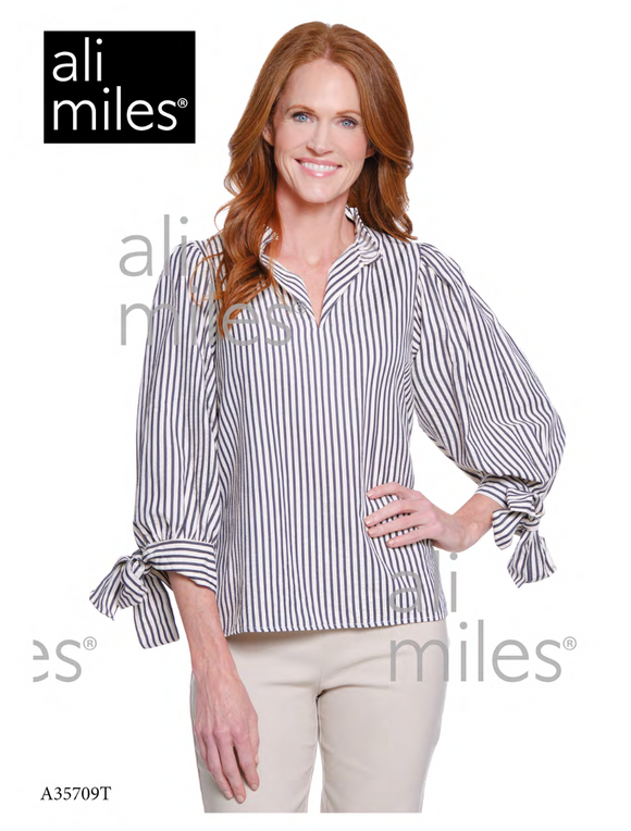 Ali Miles Woven Yarndye Stripe Pop-Over - A35709TM - 950- STRIPE
