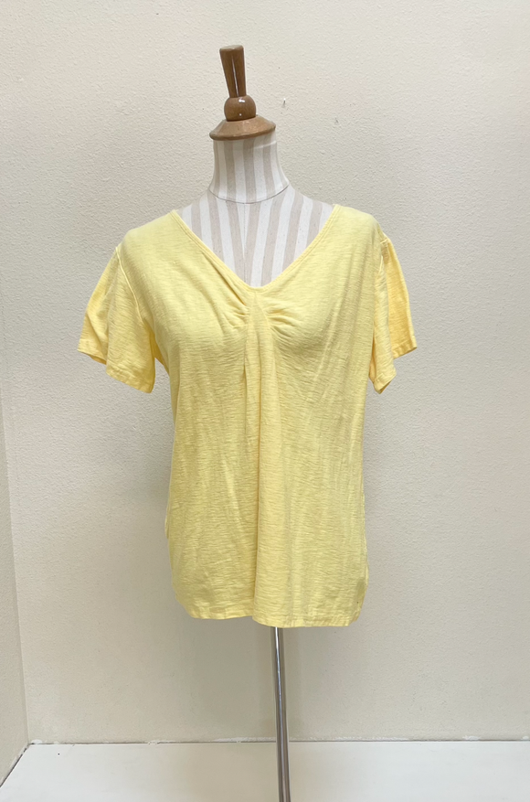 CUT LOOSE - Linen Cotton Jersey S/S Tuck Front Tee - 5016515 - SOLAR
