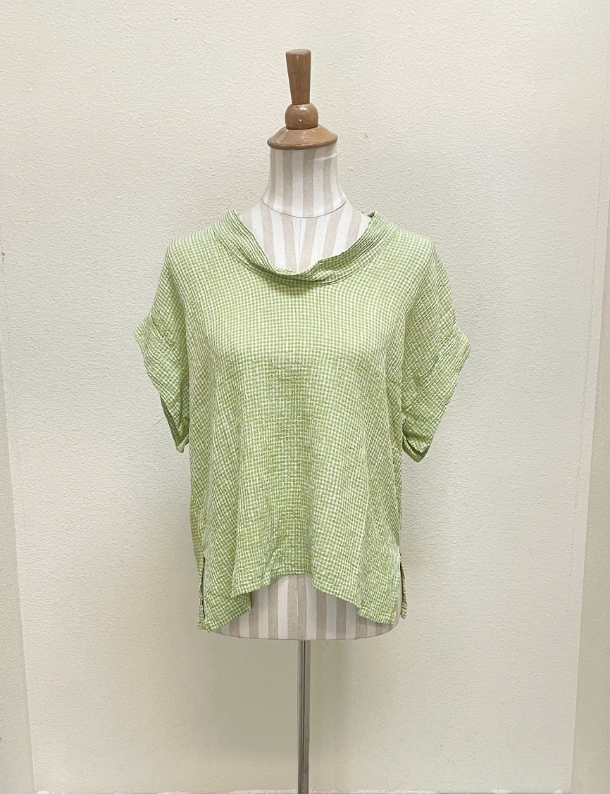 CUT LOOSE - Crinkle Check Cowl Top - 6126139 - VERDE