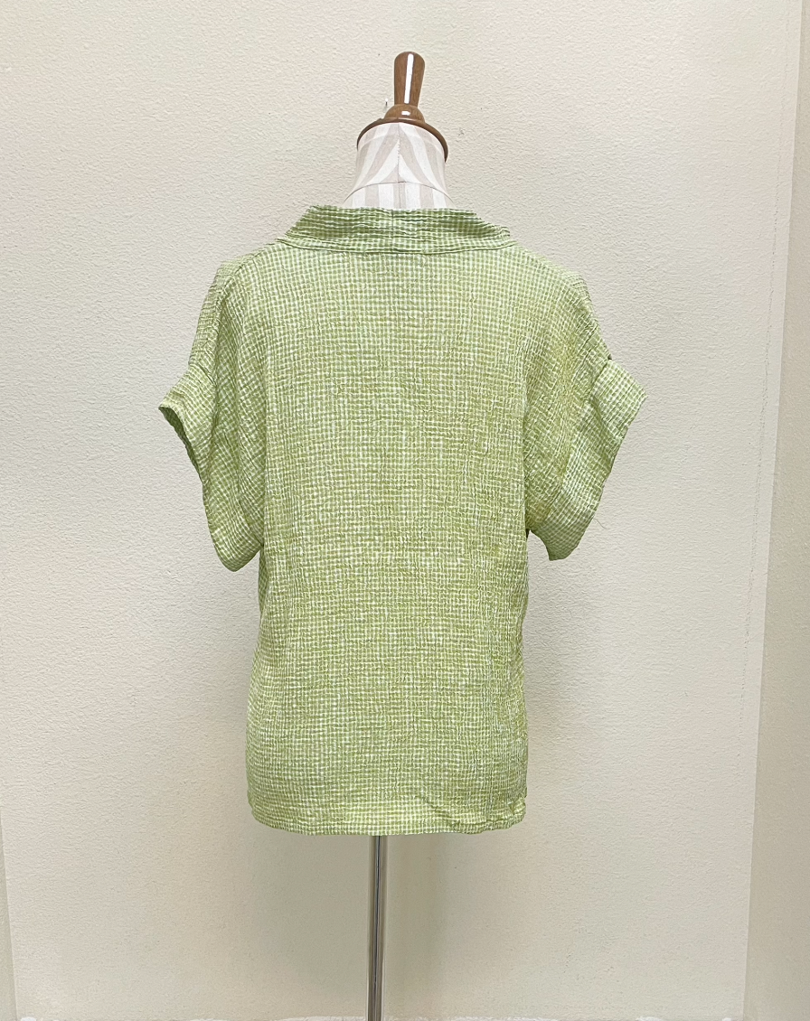 CUT LOOSE - Crinkle Check Cowl Top - 6126139 - VERDE