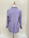Fridaze AA192 - Eleanor Linen Blouse - FOGGY LAVENDER STRIPES