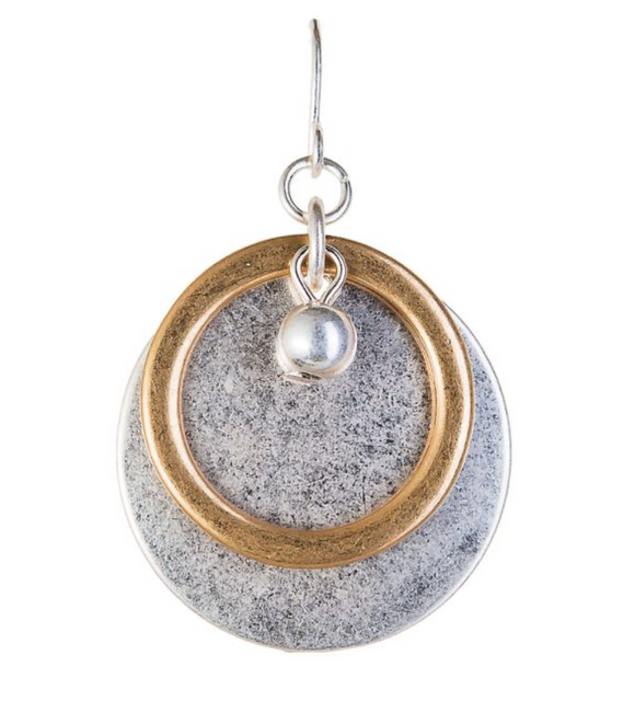 RAIN Two Tone Layered Circle Pearl Earring