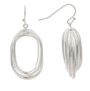 RAIN Silver Twisted Stacked Ovals Earring