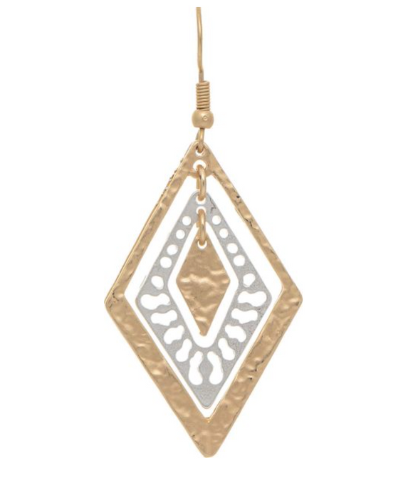 RAIN Two Tone Triple Layer Pointy Ellipse Earring