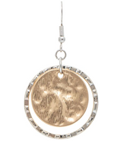 RAIN Two Tone Textured Disc In Ring Spin Earring