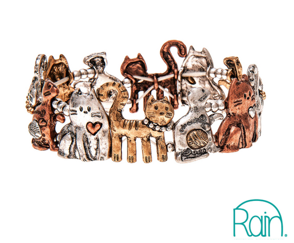 RAIN Multi Funky Cat Love Stretch Bracelet