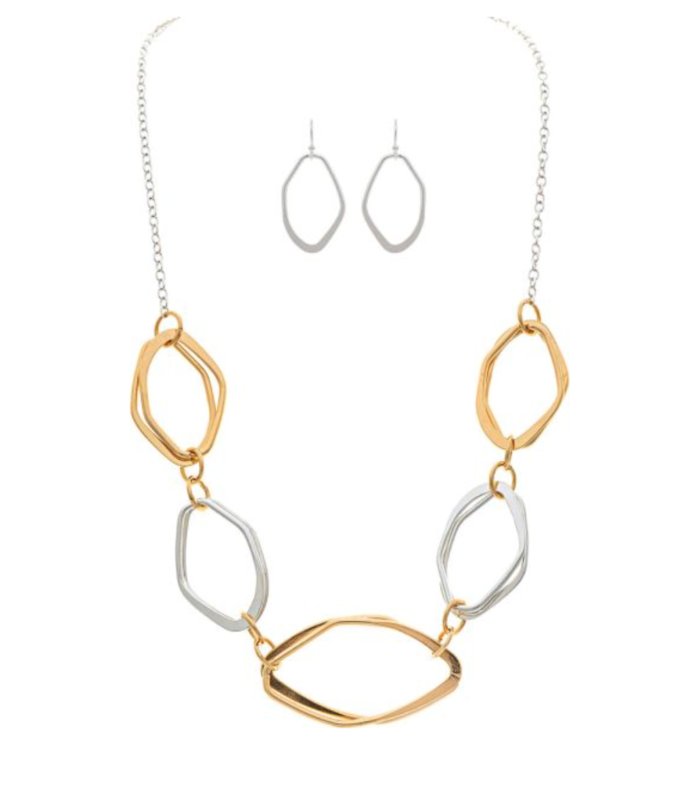 RAIN Two Tone Linked Ellipse Necklace