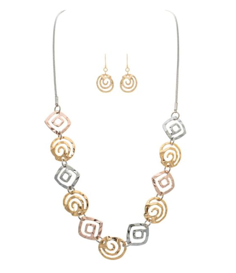 RAIN Multimetal Swirl Shape Links Necklace