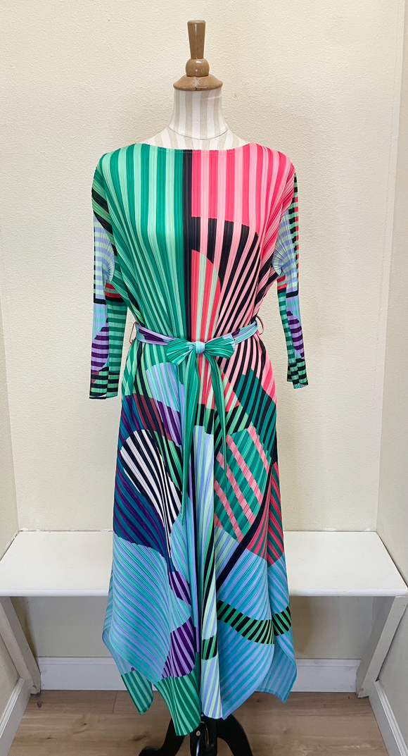 Vanite Couture Wrap Dress - 60398 - GREEN/Pink