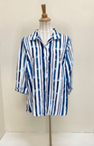 Ali Miles Woven Button Front Tunic - A25505BM - 439-NAVWHT