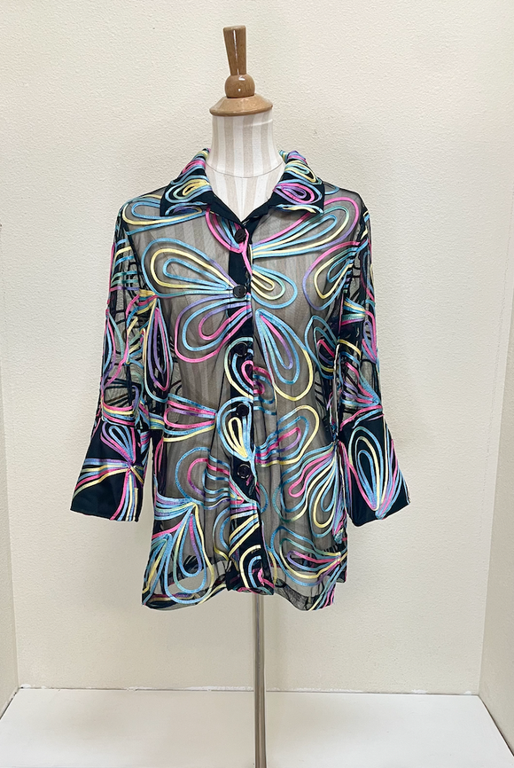 Ali Miles Knit Mesh Front Jacket - A25509JM - 955-ABSMLT