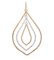 RAIN Two Tone Hammered Metal Teardrop Earring