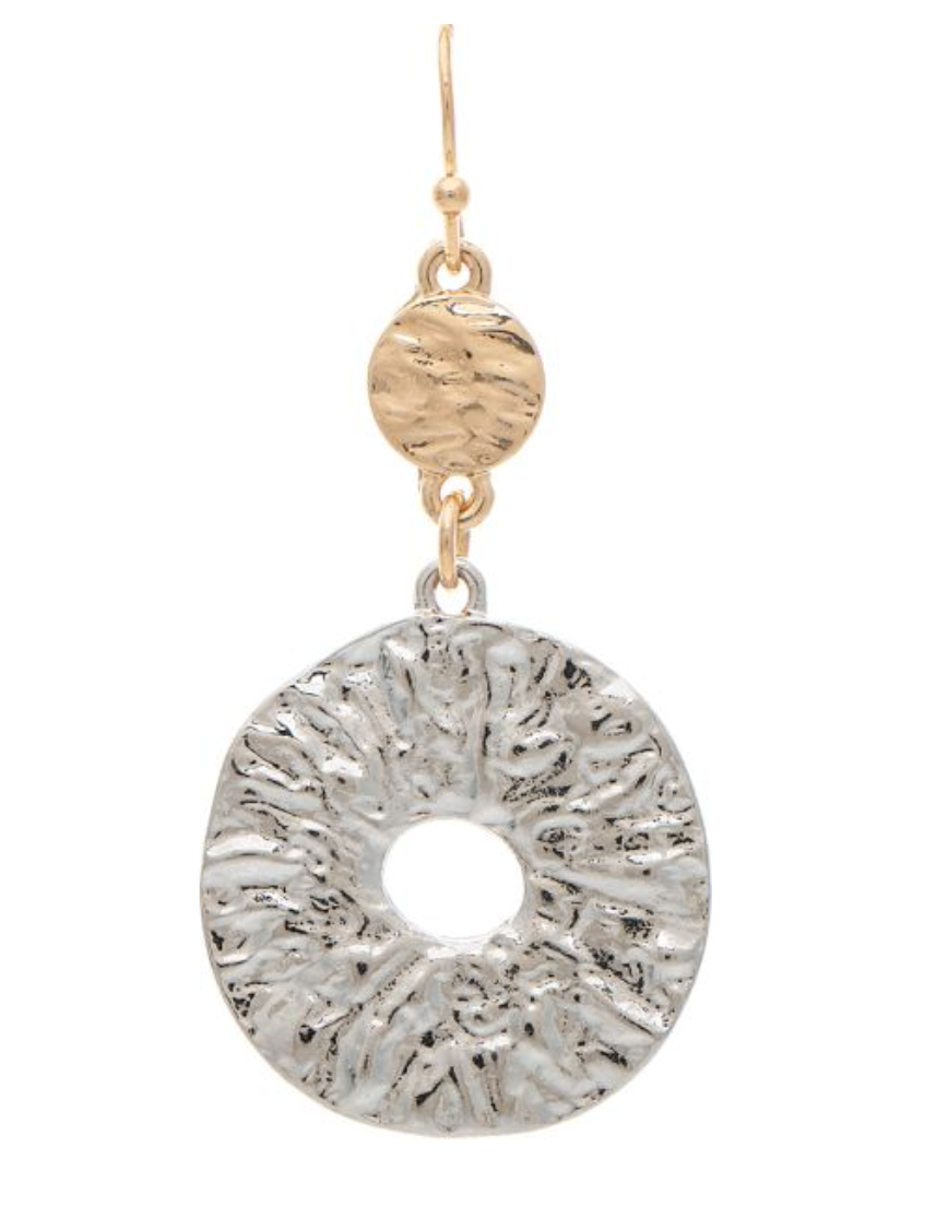 RAIN Two Tone Textured Ring Gold Top Earring