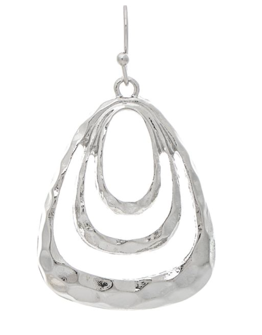 RAIN Silver Hammered Triple Row Earring