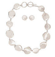 RAIN Shiny Linked Wavy Discs Toggle Necklace
