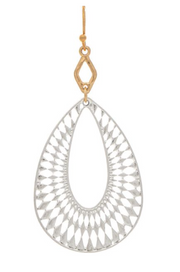 RAIN Two Tone Geometric Cuts Teardrop Earring