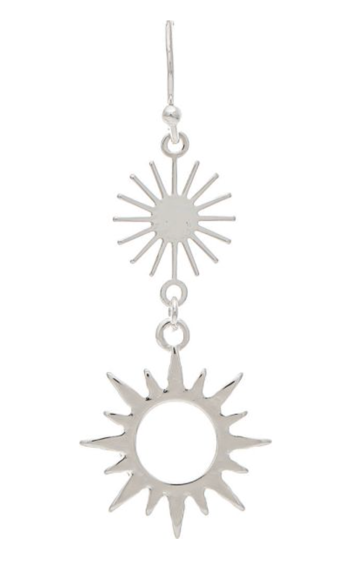 RAIN Silver Double Sunburst Drop Earring