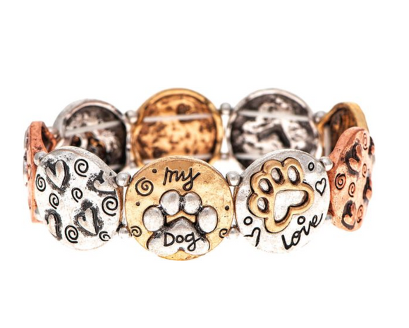 RAIN Multimetal Pawsitive Love Pawprints Bracelet