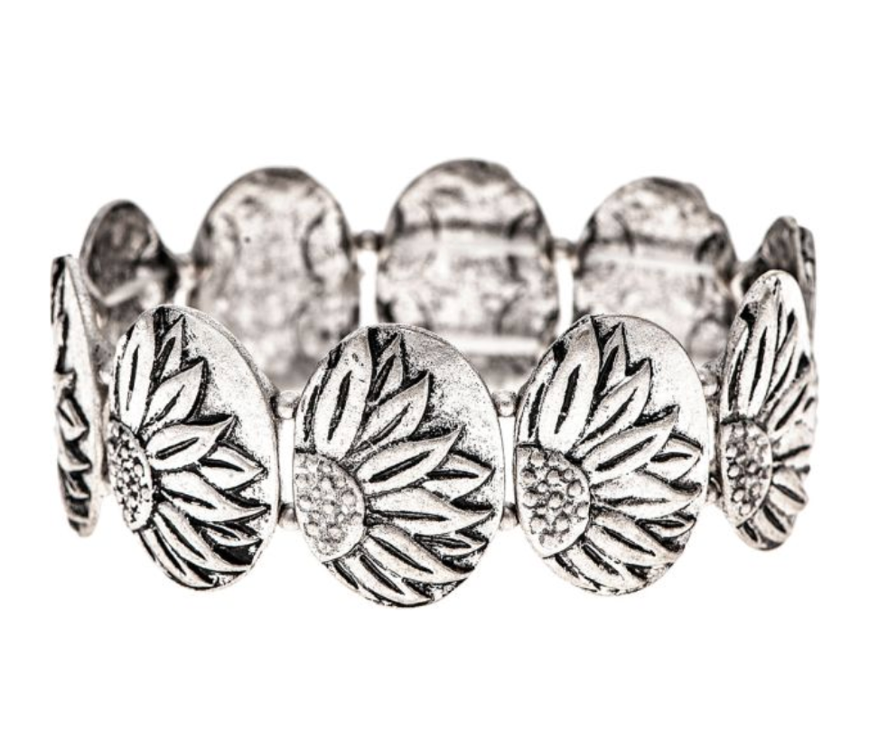 RAIN Silver Sunflowers Oval Bracelet