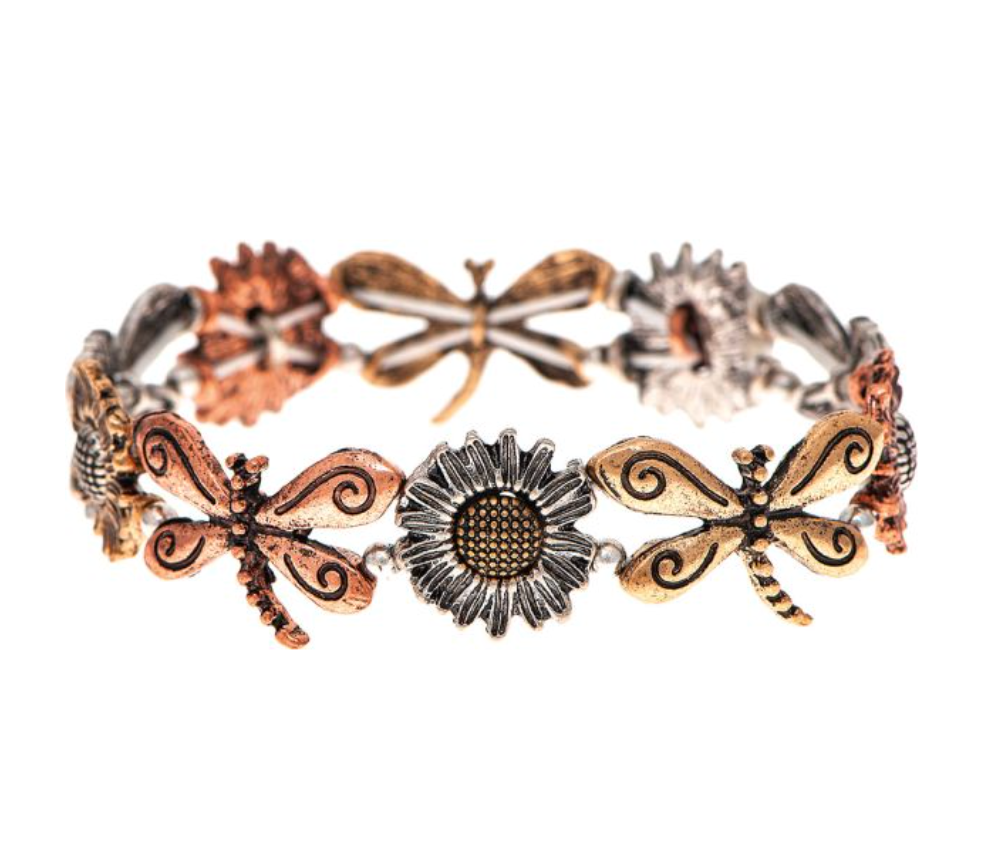 RAIN Multimetal Dragonflies & Flowers Bracelet