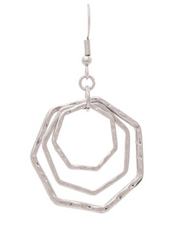 RAIN Silver Three Octagon Rings Earring