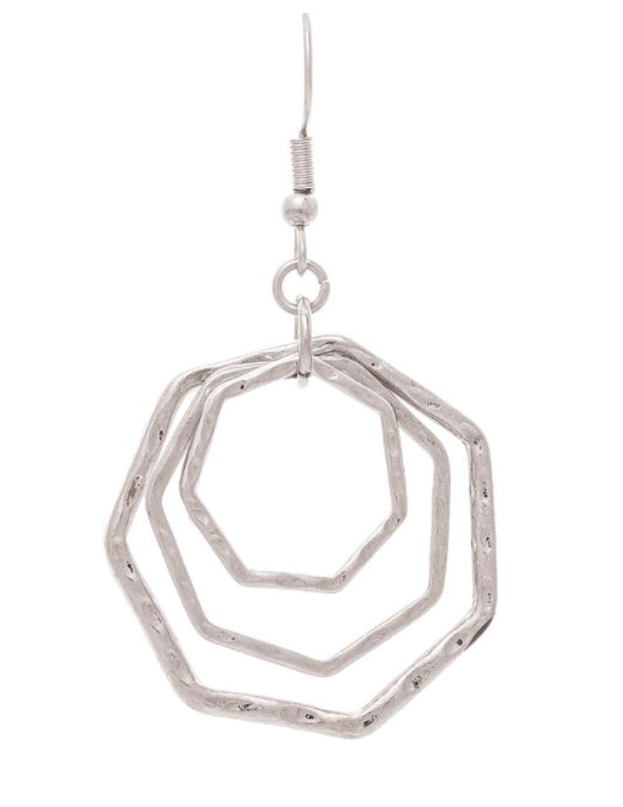 RAIN Silver Three Octagon Rings Earring