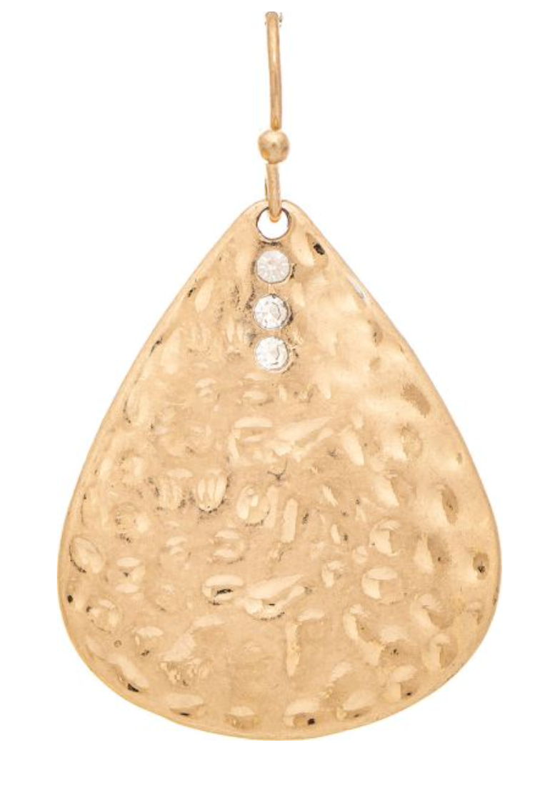 RAIN Gold Crystal Hammered Teardrop Earring