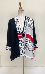 Moonlight Mixed-Media One-Button Jacket - 2835-RED