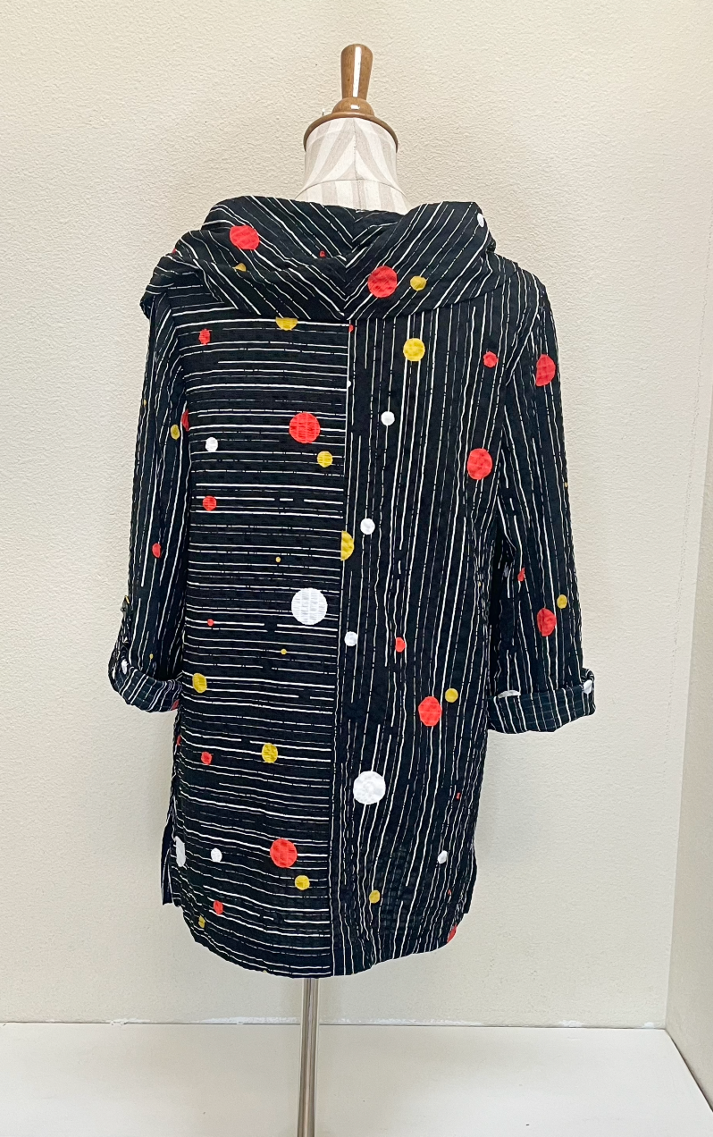 Moonlight Polka Dot Stripe Cowl Neck Top - 2090A