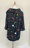 Moonlight Polka Dot Stripe Cowl Neck Top - 2090