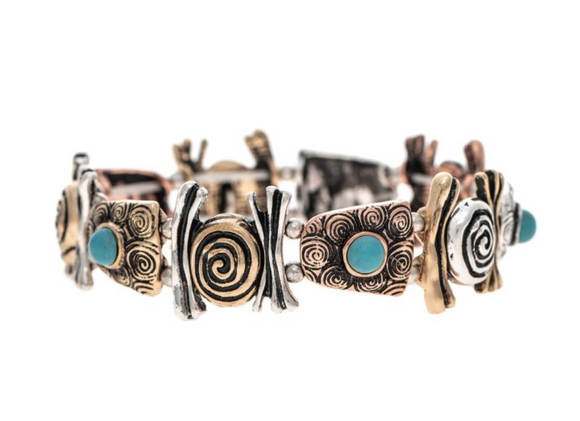 RAIN Multicolor Blue Gem Abstract Symbols Bracelet