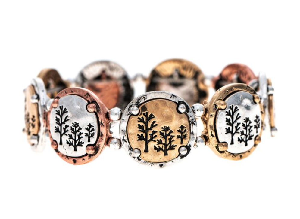 RAIN Multimetal Engraved Trees Bracelet