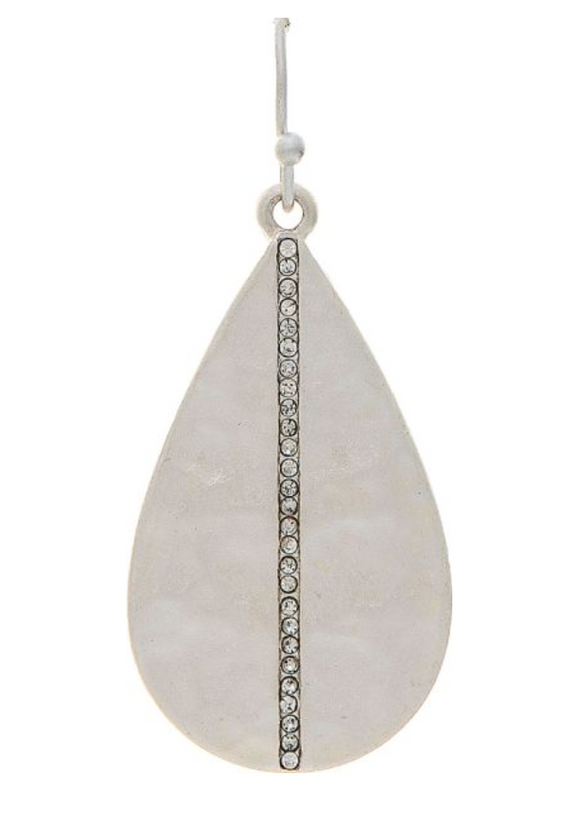 RAIN Matte Silver Crystal Stripe Teardrop Earring