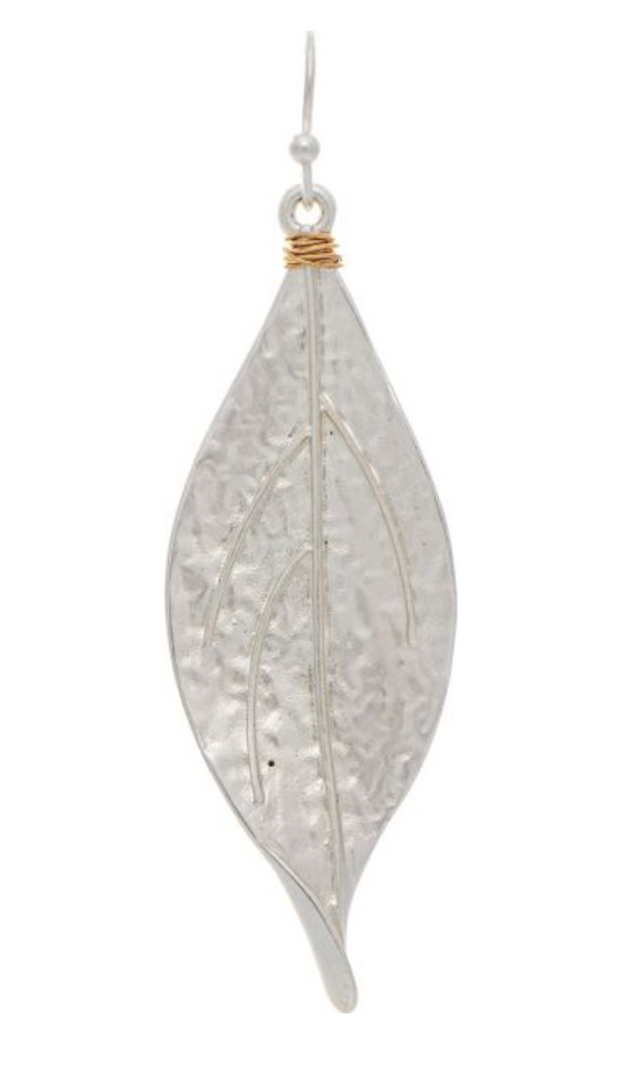 RAIN Silver Matte Curled Leaf Earring