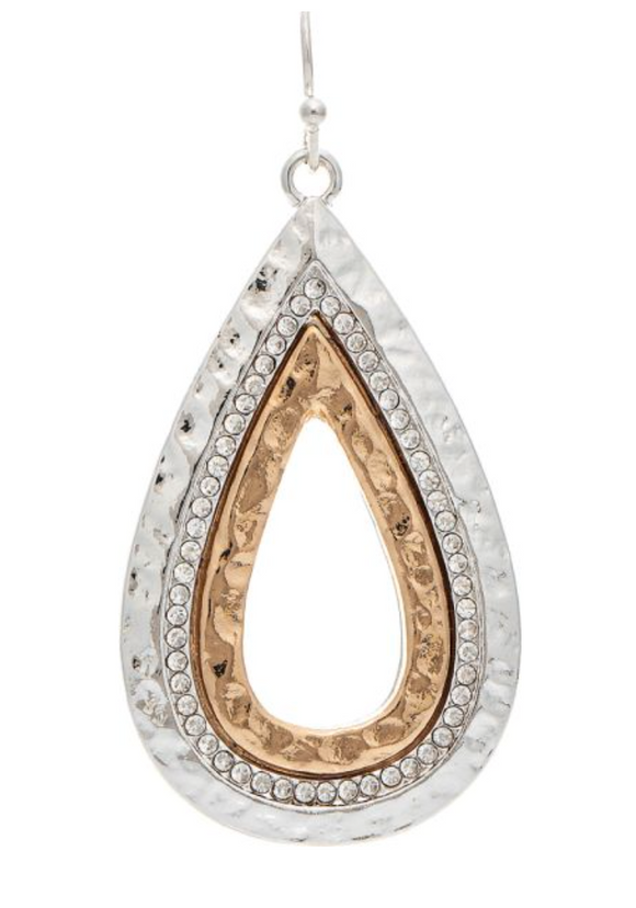 RAIN Two Tone Crystal Row Teardrop Earring