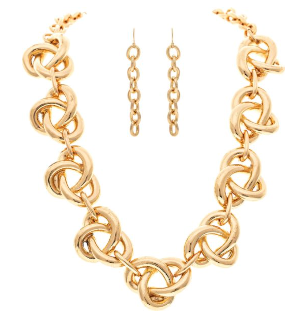 RAIN Gold Heavy Pretzel Chain Link Necklace