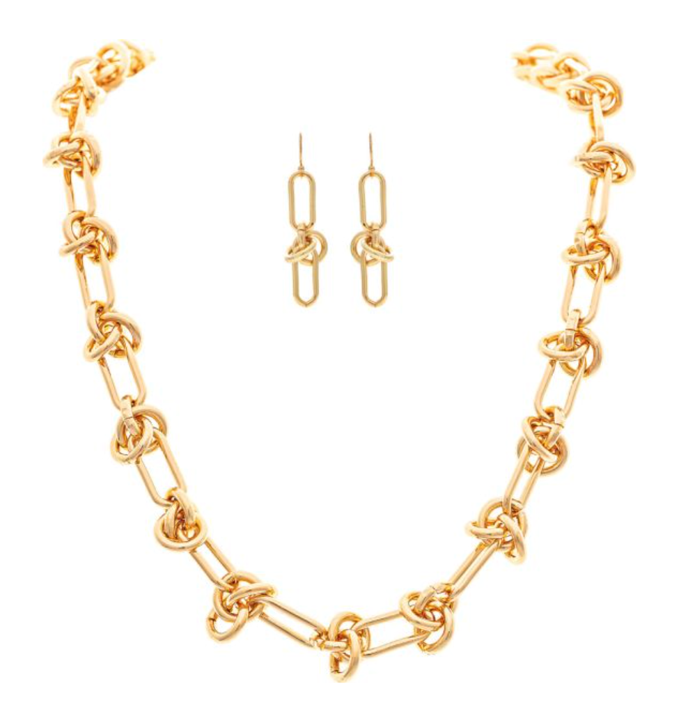 RAIN Gold Bar & Circles Bundle Chain Link Necklace