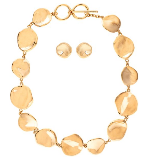 RAIN Gold Linked Wavy Discs Necklace