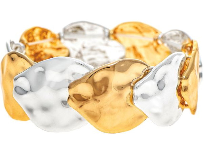 RAIN Two Tone Metal Overlay Leaves Bracelet