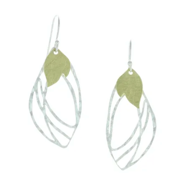 Takobia Two Toned Hammered Leaf Earring - 2292