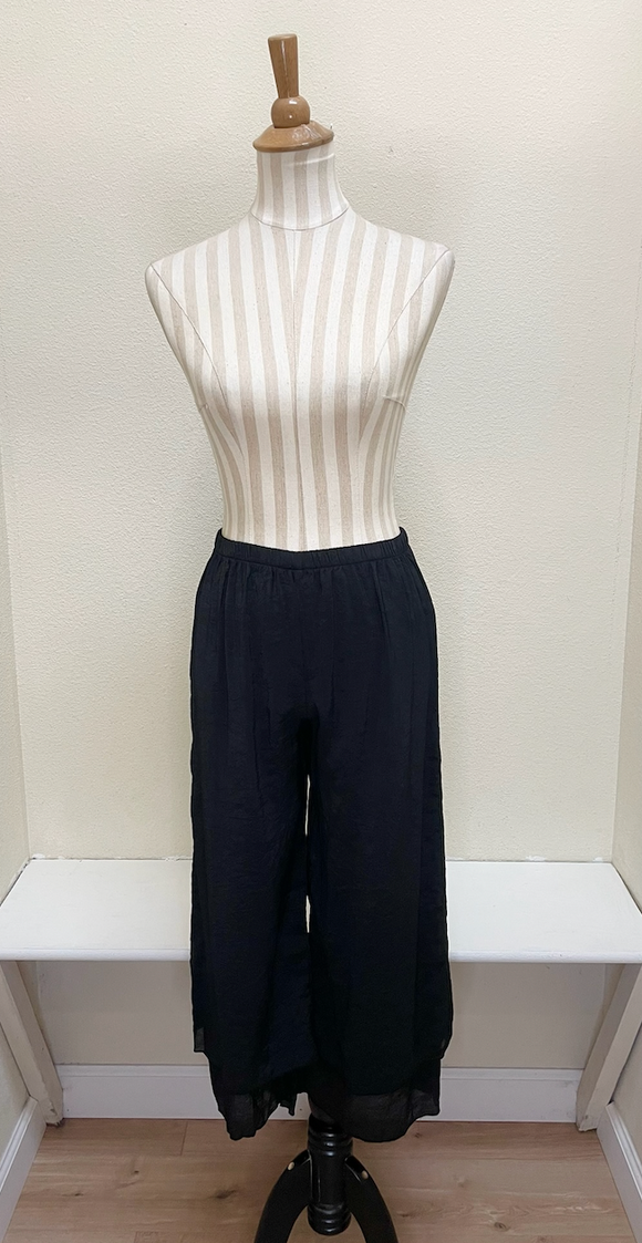 Color Me Cotton CMC Double Crop Pant - C9936 - BLACK