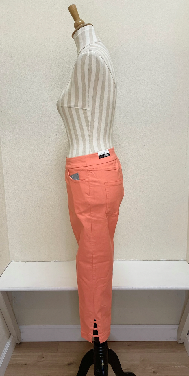 Slimsation Jean Style Crop w/ 3 Strap Hem Vent - M24710PM - MELON