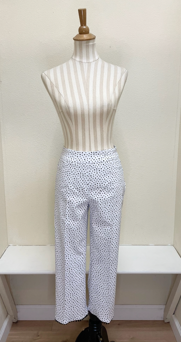 Slimsation Pull on Crop Pant w/ Real Front & Back Pockets & Hem Trim - M25715PM - BLKDOT
