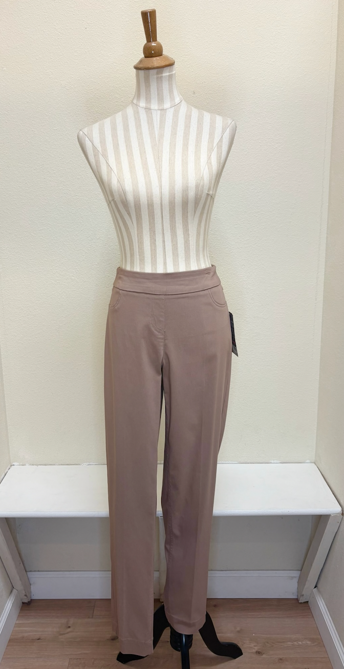 Slimsation LONG/Narrow Women's Wide Band Pull-On Straight Leg Pant With Tummy Control (M2604P) - MUSHROOM