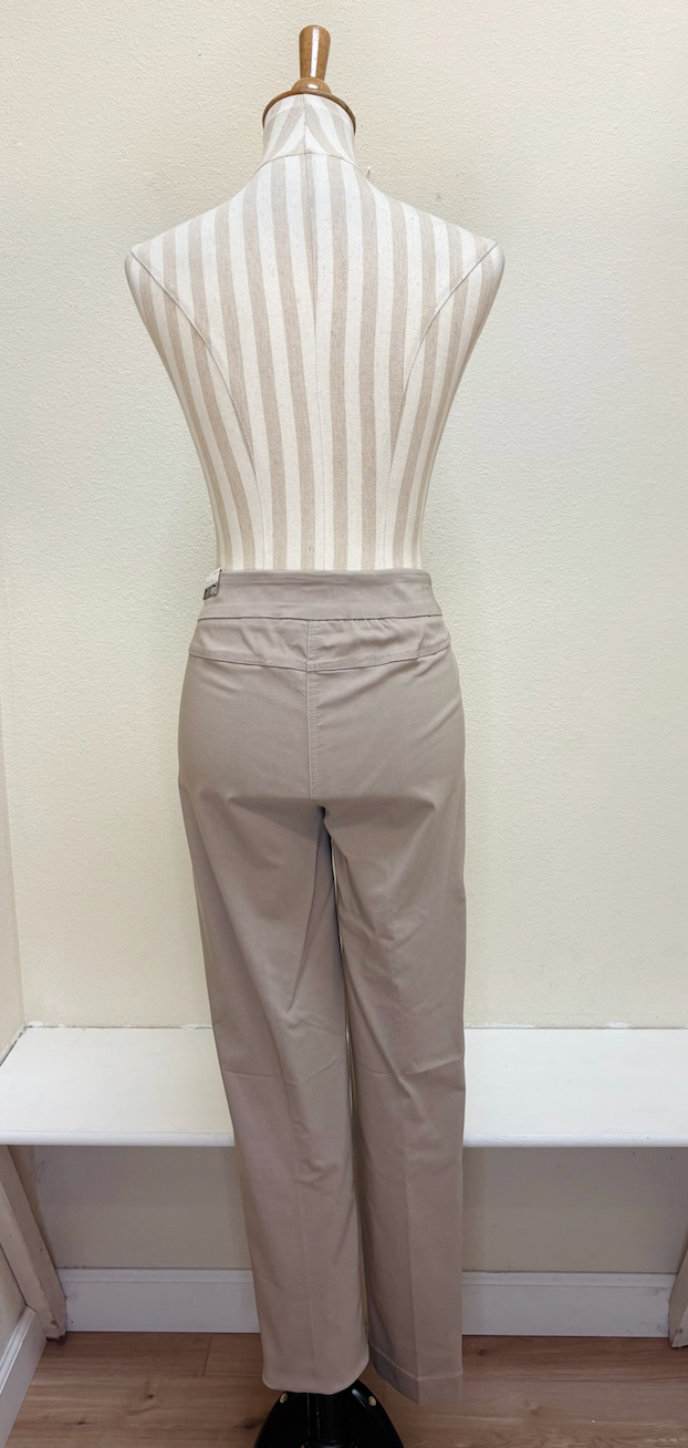 Slimsation LONG/Narrow with POCKETS Women's Wide Band Pull-On Straight Leg Pant With Tummy Control (M2684P)- STONE