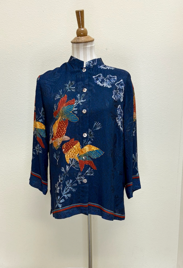 Citron "Good Luck Fish" Silk Blouse - 1213GLF