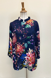 Citron "Colorful Fall Flowers" Silk Blouse - 1213CFLF
