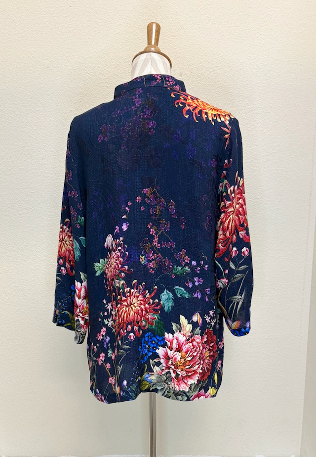 Citron "Colorful Fall Flowers" Silk Blouse - 1213CFLF