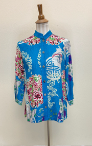 Citron "Bouquet Cluster Turquoise" Silk Blouse - 1213BCT